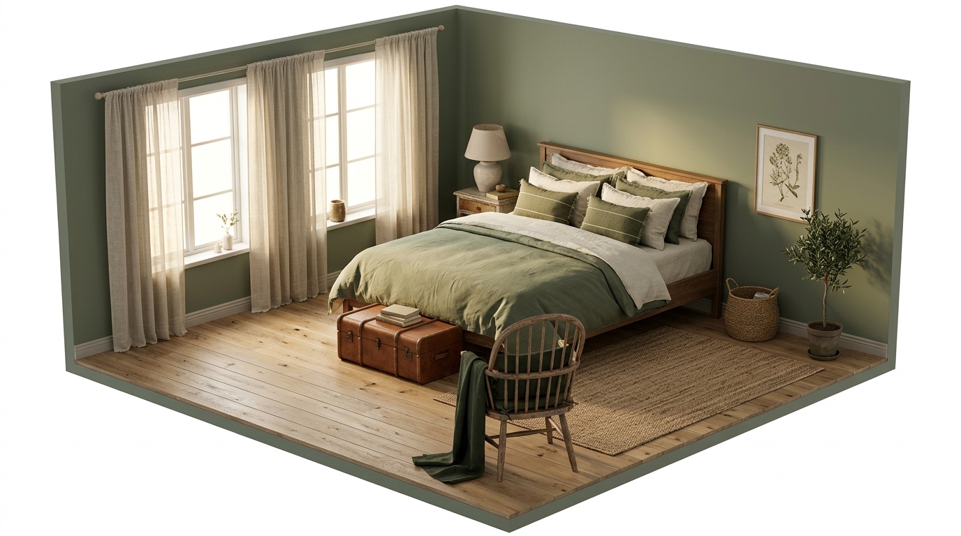 Muted Green Calm med Ferm Living Calm kuddfodral 40x60 cm, Olive-Off-white, Scandi Living Calm kuddfodral linne 40x60 cm,