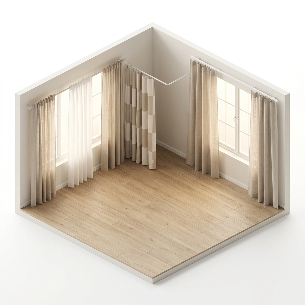 Barnrum render 4 med Himla Ebba hissgardin 150x180 cm, Natural, Himla Ebba hissgardin 100x180 cm, Natural, OYOY Chess