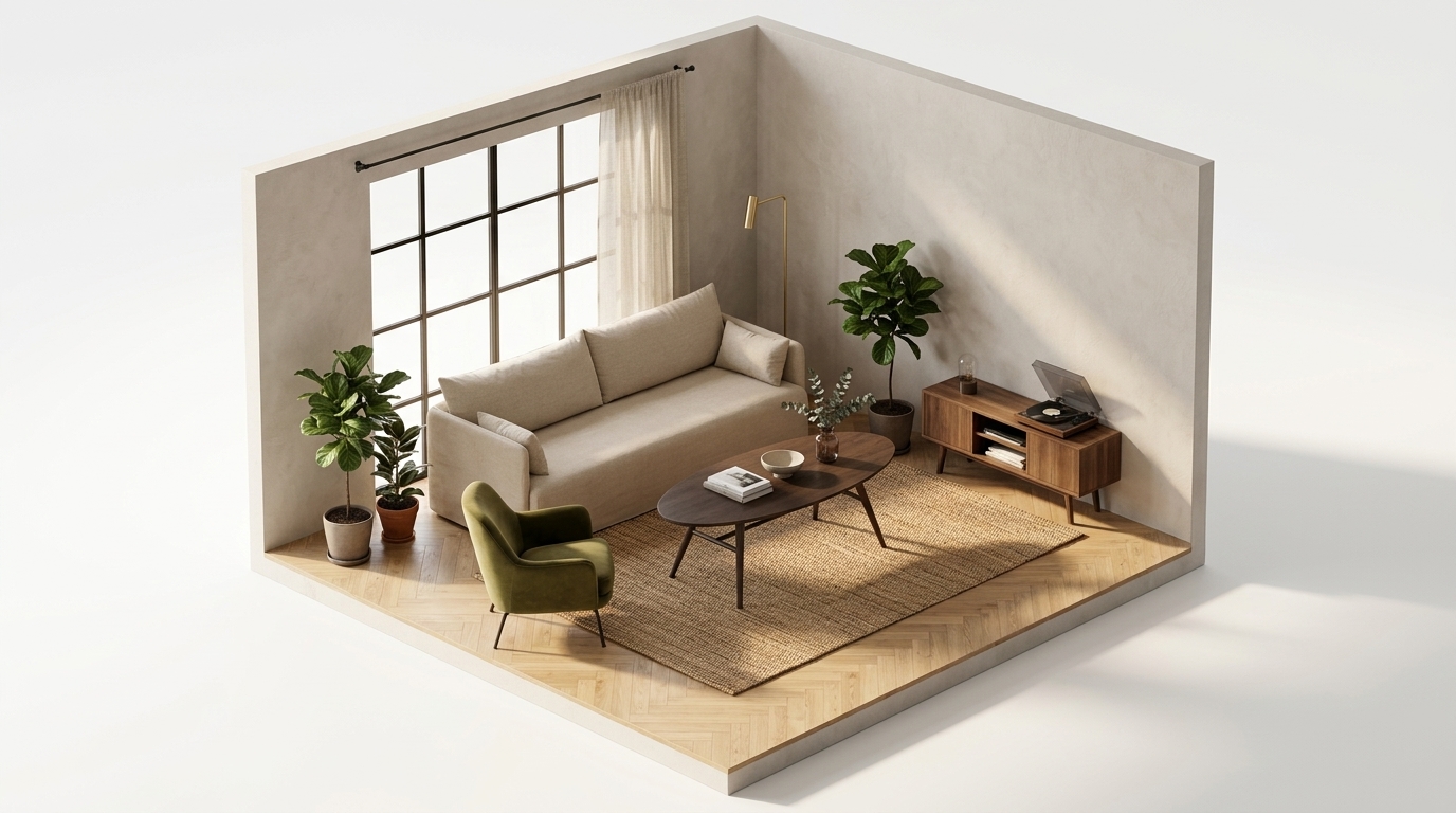 min vardagsrum med Torkelson Löderup Soffbord 140x70 cm, Audo Copenhagen Offset soffa 3-sits, Logan Jasmine