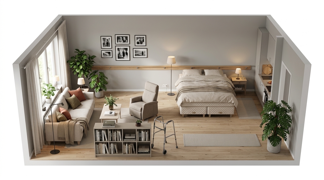 Sunlit Scandi Haven med DUX DUX 80 Sustainable Comfort kontinentalsäng, DUX DUX 30 Sustainable Comfort ramsäng