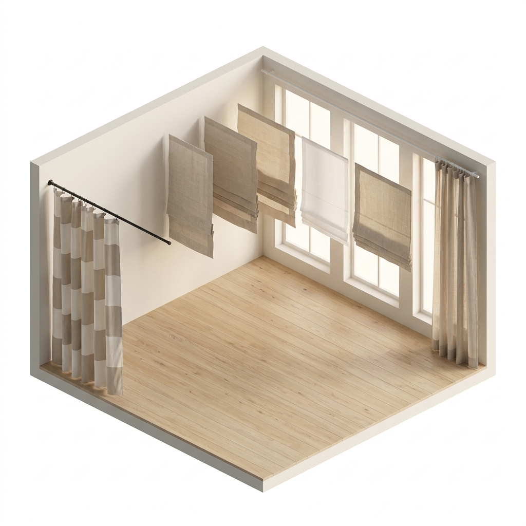 Barnrum render 5 med Himla Ebba hissgardin 150x180 cm, Natural, Himla Ebba hissgardin 100x180 cm, Natural, OYOY Chess
