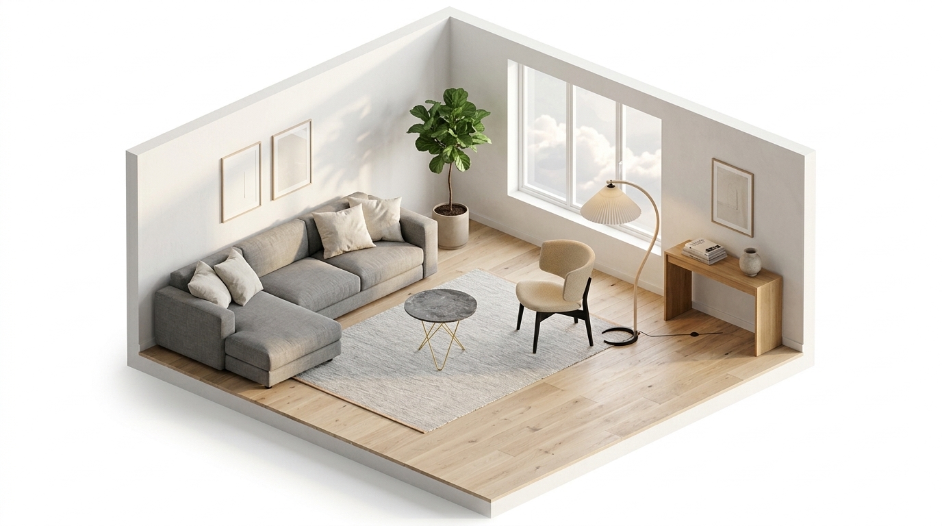 Nordic Marble Serenity med Ferm Living Herman Loungestol Hallingdal - Black/Beige, OX Denmarq Mini O Table soffbord, Marmor
